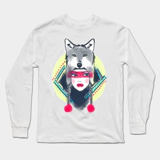 Girl with wolf hat Long Sleeve T-Shirt